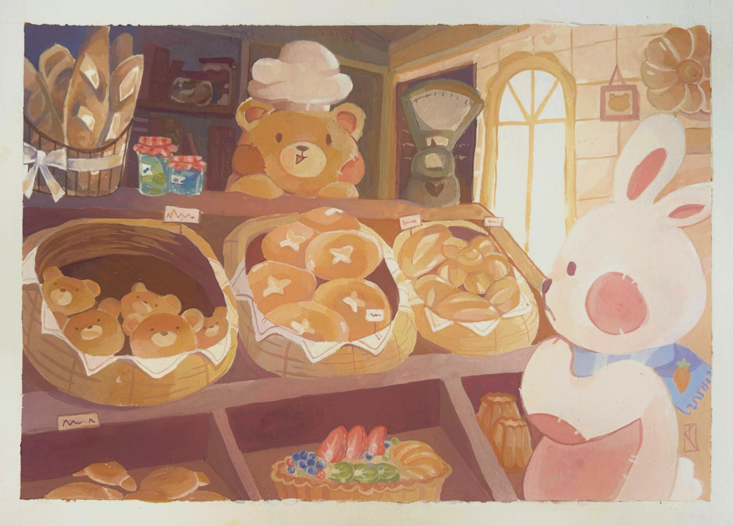 Bear-kary - Gouache Illustration